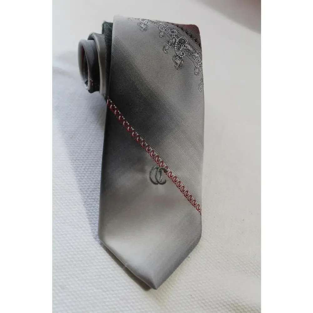 Vintage OLEG CASSINI Gray & Maroon 1960s Necktie, 3 X 53 Inches, Boys Tie